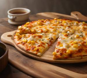 Corn and extra cheese pizza
