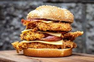Triple chicken burger