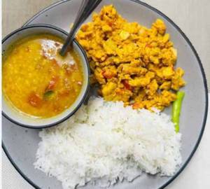 Bihari Style Dal Bhat ( Rice) Anda Bhurji