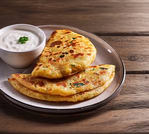 2 Heavy Cheese Aloo Paratha with Curd