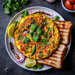 MASALA EGG OMELLETE WITH BROWN BREAD