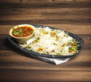 Jain Paneer Cheese Pulao with Red  Chutney 
