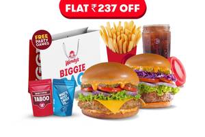Flat Rs. 237 Off on Chickenator + Veggienator Burgers + Fries + Coke
