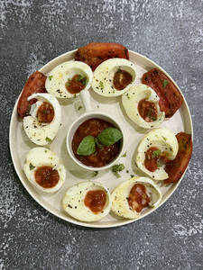 Boiled Egg With Grilled Tomato Basil