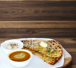 Paneer cheese paratha with chutney