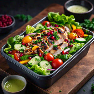 Arabic Chicken Fattoush Salad With Vinaigrette Dressing