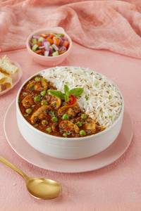 Mutter Mushroom Dhaba Masala Rice Bowl