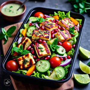 Arabic Paneer Fattoush Salad With Vinaigrette Dressing