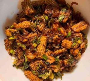Baby Corn Mushroom Chilli
