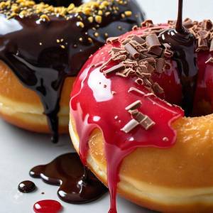 Donuts with Red and Dark Chocolate (2pc)