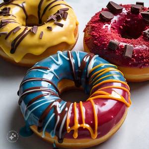 Donuts With Rasmalai, Blue Cookies & Red velvet Chocolate (3pc)