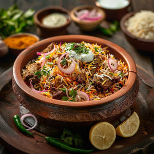 Mutton Biryani WITH GRAVY Or Raita[ SERVES 1-2 / 750 ml ]