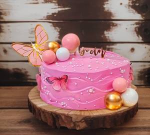 Fancy Butterfly Theme Birthday Blueberry Cake
