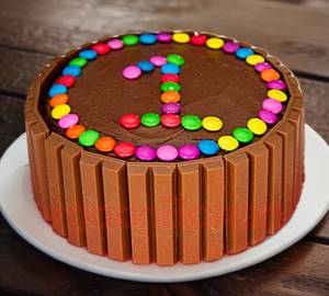 First Birthday Kitkat Chocolate Gems Cake
