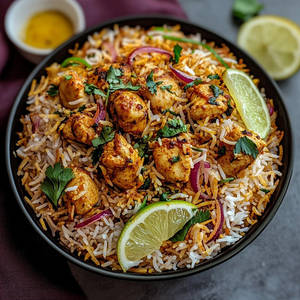 Chicken Tikka Biryani With Gravy Or Raita [ Serves 1-2 / 750 ml ]
