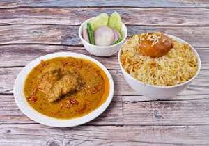 ALOO BIRYANI WITH CHICKEN CHAAP