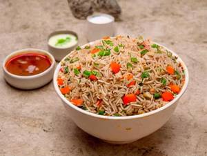 Schezwan mushroom fried rice