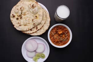 2 Tandoor Roti + Veg Kadai (200 ml) + Chaas + Papad