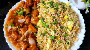 CHICKEN FRIED RICE + CHICKEN MANCHURIAN (02pcs)