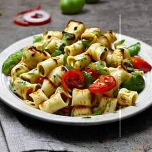 Grilled paneer pasta salad