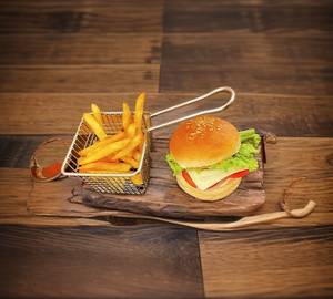 Veg Aloo Tikki burger and French fries combo