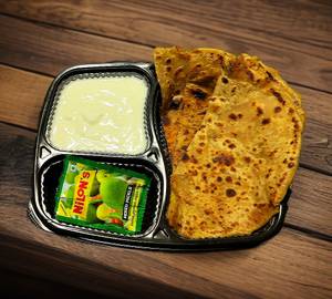 2 Aloo Paratha With Curd And Pickle