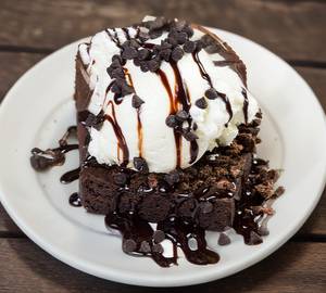 Brownie with Chocolate Sauce & Ice Cream
