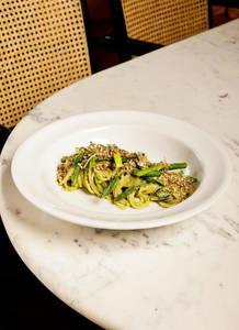 Spaghetti Pasta, Walnut Pesto