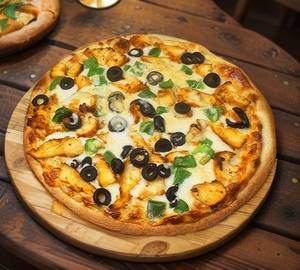 Loaded chicken olive pizza