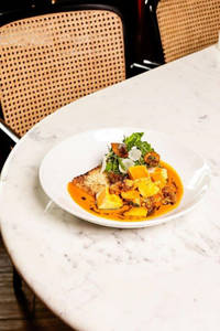 Water Chestnut, Crispy Burnt Cauliflower, Silken Tofu Curry