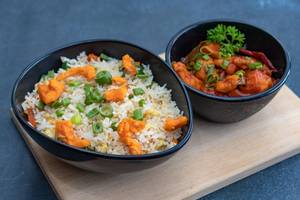 Chicken fried rice with dynamite chicken