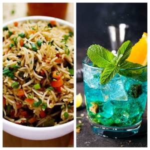 Veg Fried Rice+Blue Lagoon Mocktail