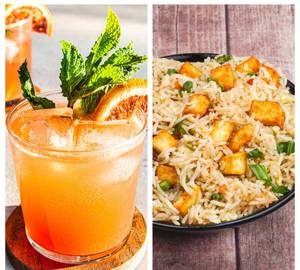 Paneer Fried Rice+Orange/ Pineapple Mocktail