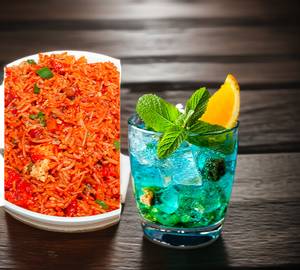 Veg Schezwan Fried Rice+Blue Lagoon Mocktail