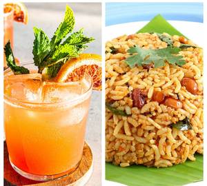 Puliyogare+Orange Mocktail