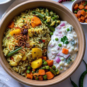 Veg Pulao & Mix Veg Raita