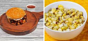 Chatpata Aloo Tikki Burger With Chataka Sweet Corn