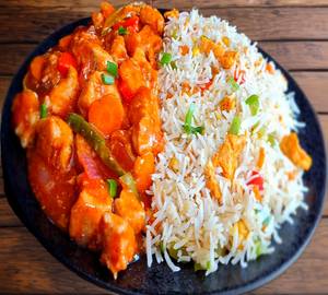 Egg fried rice with egg manchuria