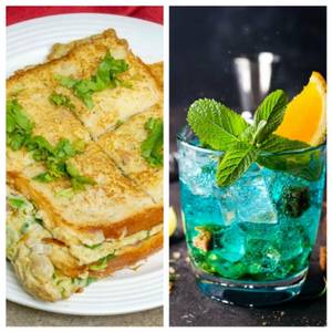 Bread Omelette Sandwich+Blue Lagoon Mocktail