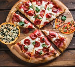 2 pizza veg double topping [7 inches] 2 burger with chees with 2 coke