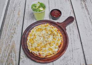 Cheesy Golden Corn Pizza [7 Inches] With Fresh Virgin Mojito