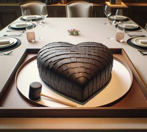Dark chocolate pinata heart cake