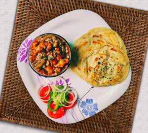 Veg manchurian+plain paratha