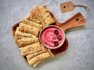 Lavash With Beetroot & Roasted Garlic Hummus