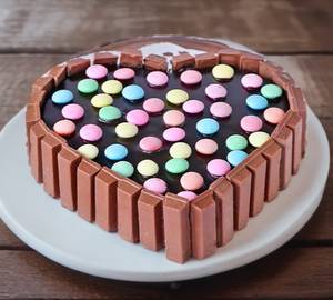 Kitkat Gems Heart Shape Chocolate Cake