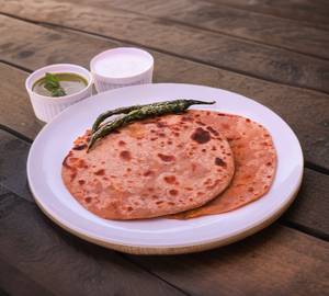 Desi Ghee Paneer Paratha with Curd and Pickle