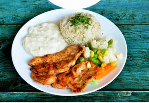 Chicken Steak/vegetables/rice