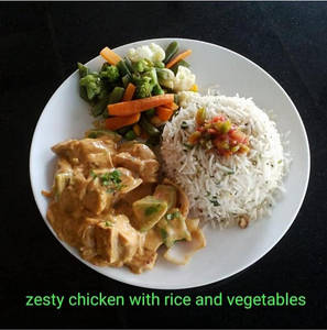 Zesty Chicken /rice/vegetables