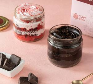 Red Velvet Jar Cake (200 Gms) + Fudge Brownie Jar Cake (200 Gms)