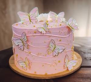 Pink Butterfly Butterscotch Birthday Cake